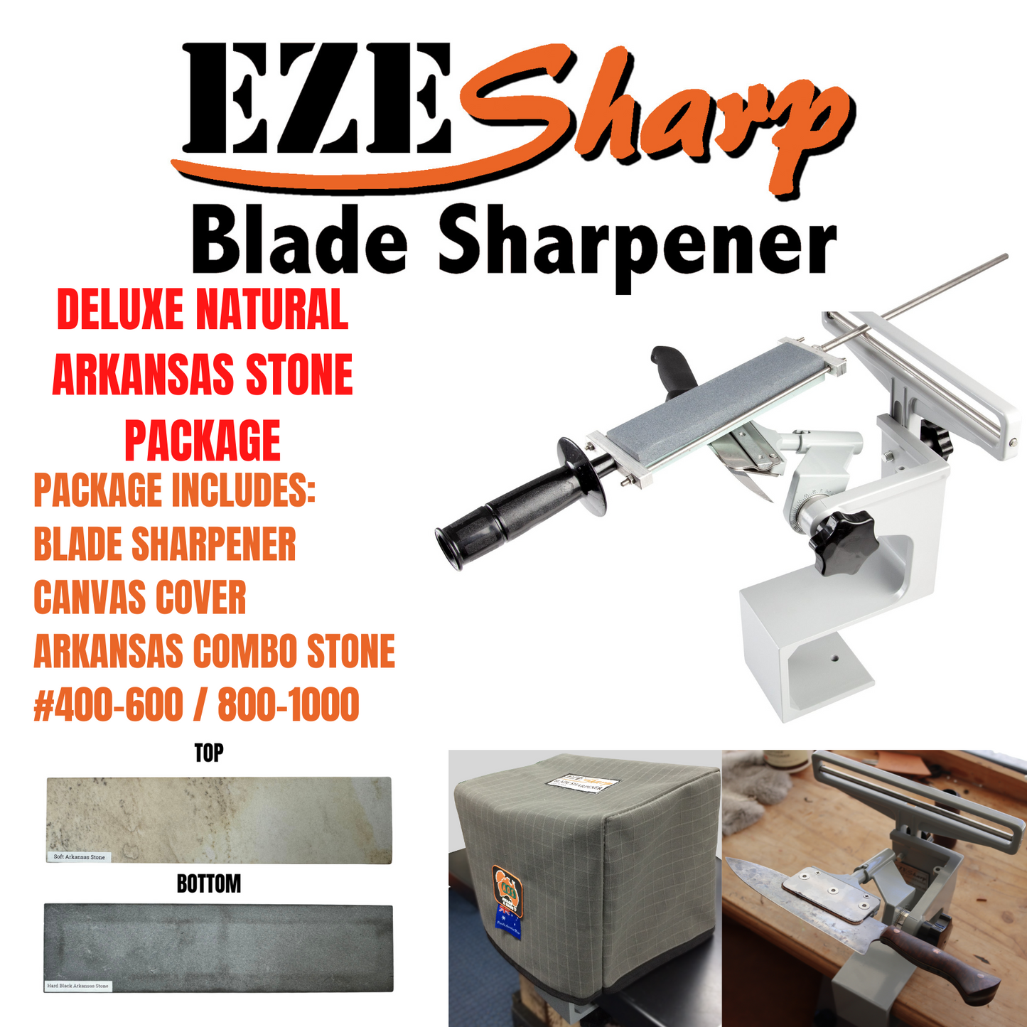 EZESharp Blade Sharpener w/Flip Over Deluxe Bundle 4 OPTIONS