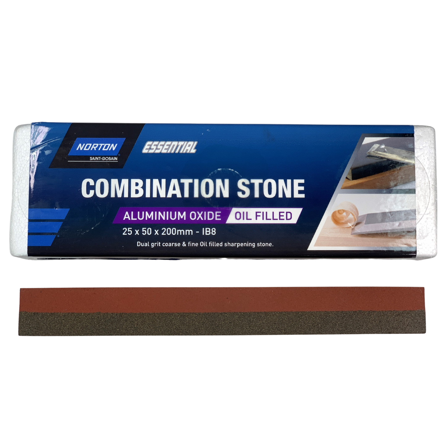 NORTON IB8 Alu Oxide 8" x 2" (200 x 50mm) O/F Combo Stone