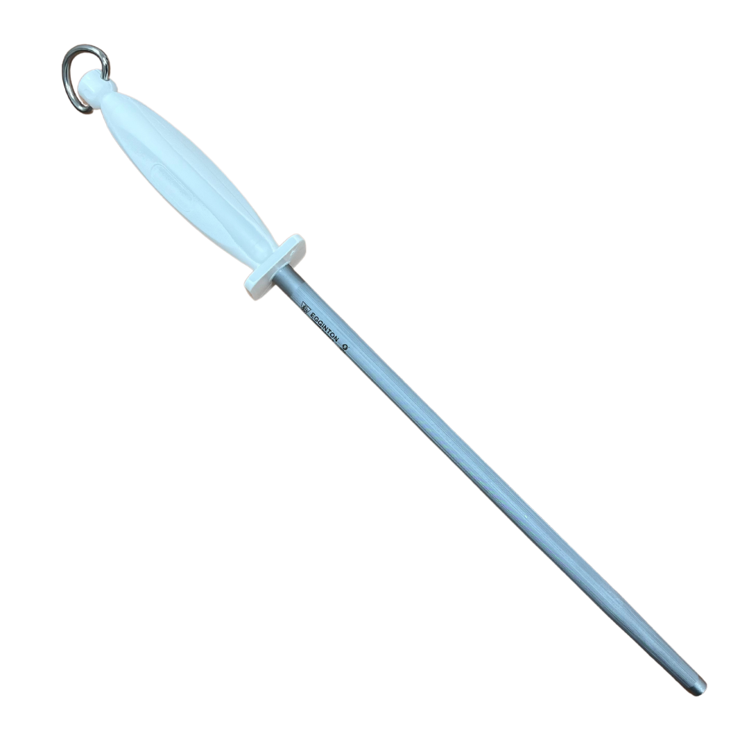 Egginton Sheffield Made 12" Round Sharpening Steel White Poly Handle