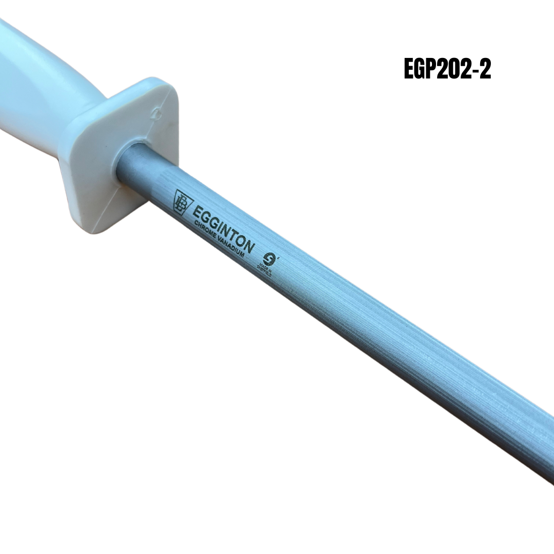 Egginton Sheffield Made 12" Round Sharpening Steel White Poly Handle