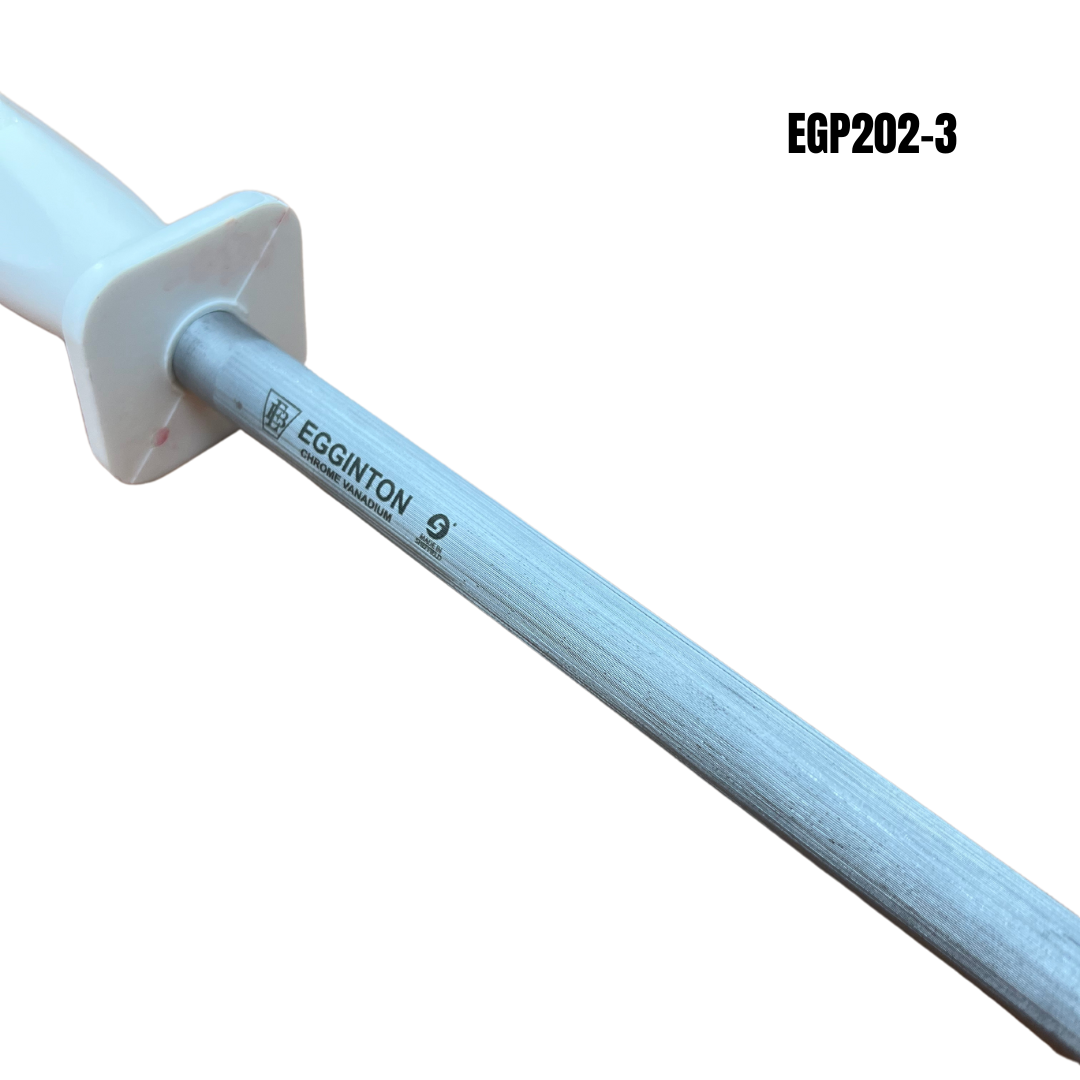 Egginton Sheffield Made 12" Round Sharpening Steel White Poly Handle