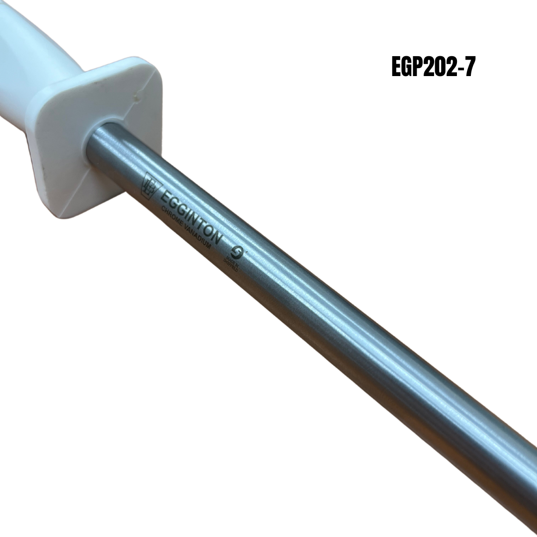 Egginton Sheffield Made 12" Round Sharpening Steel White Poly Handle