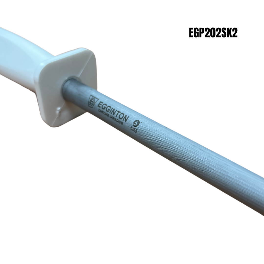 Egginton Sheffield Made 12" Round Sharpening Steel White Poly Handle