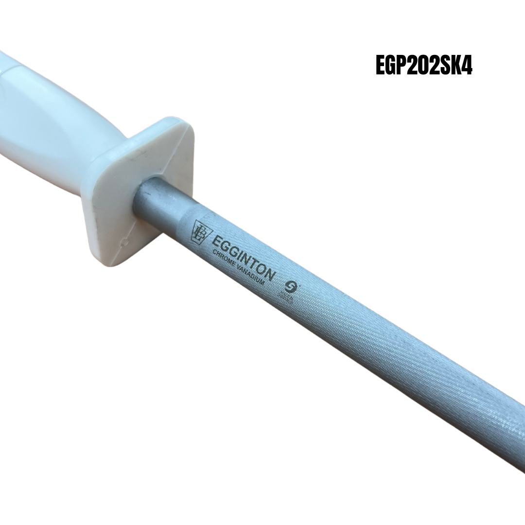 Egginton Sheffield Made 12" Round Sharpening Steel White Poly Handle