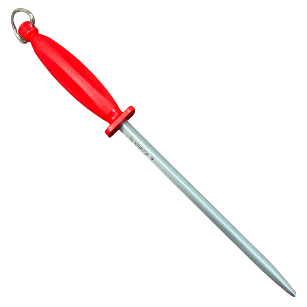 Egginton Sheffield Made 12" Square Dual Cut Red Poly Handle Sharpening Steel