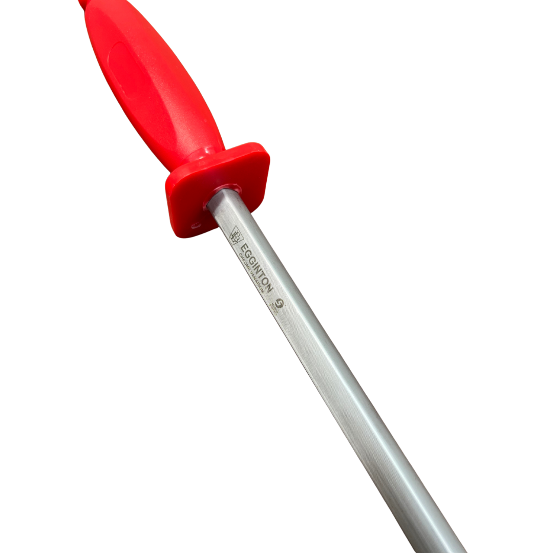 Egginton Sheffield Made 12" Square Dual Cut Red Poly Handle Sharpening Steel
