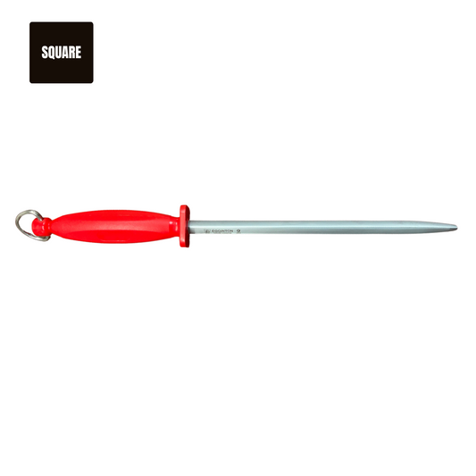 Egginton Sheffield Made 12" Square Dual Cut Red Poly Handle Sharpening Steel