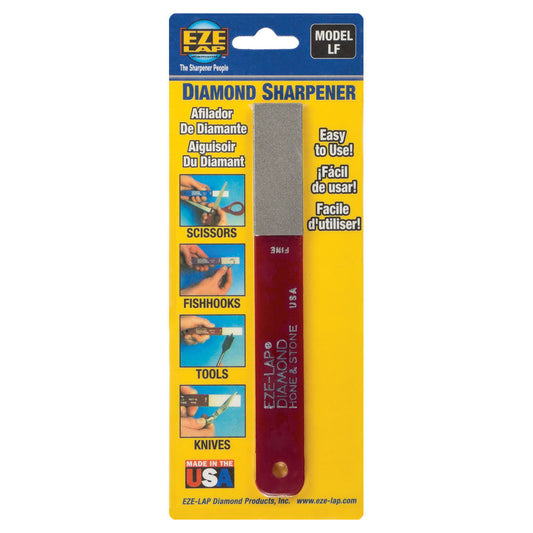 DIAMOND HONE STONE & HOOK SHARPENER Fine Pad on 6" x 3/4" Red Handle - LF