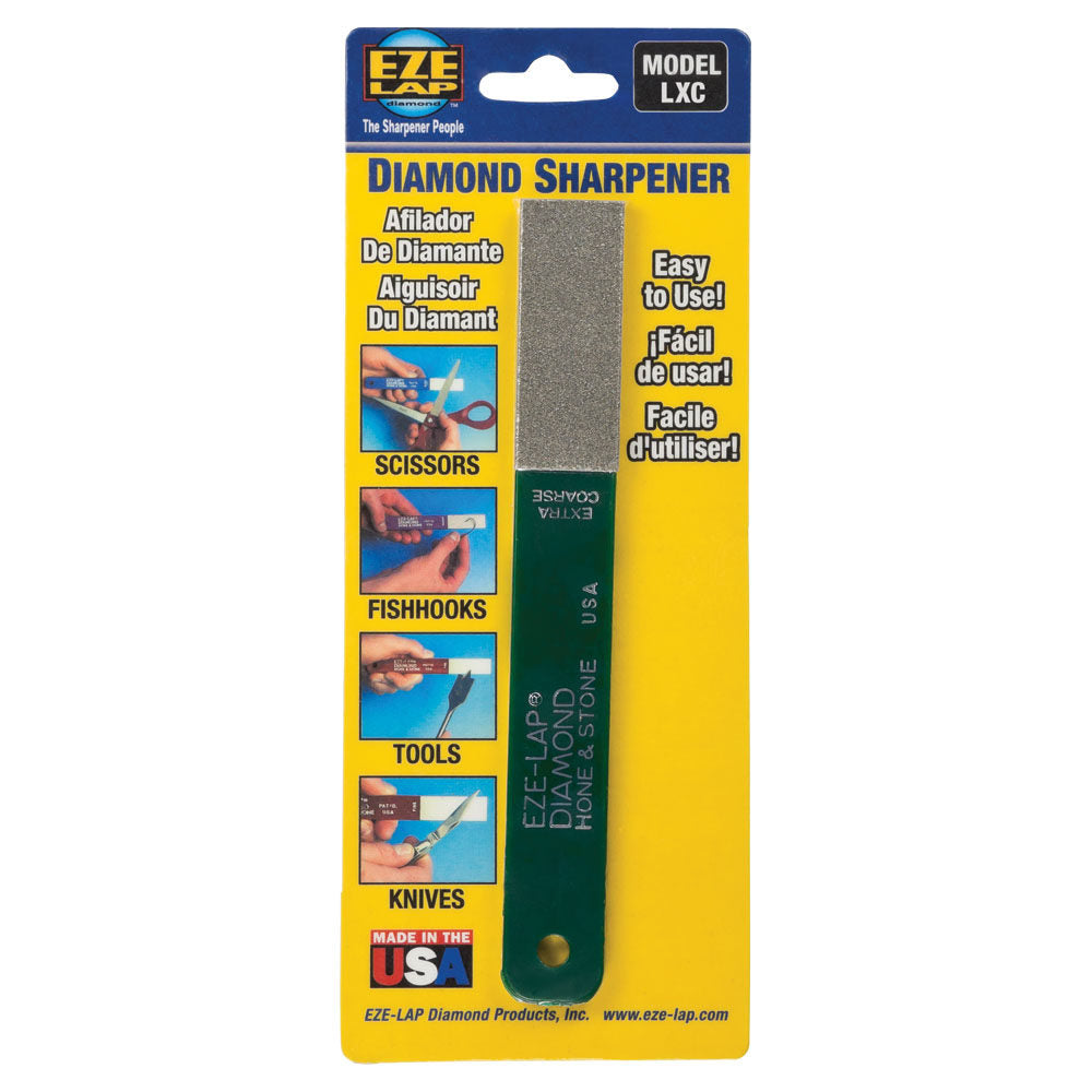 DIAMOND HONE & STONE Extra Coarse Pad on 6" x 3/4" Green Handle - LXC