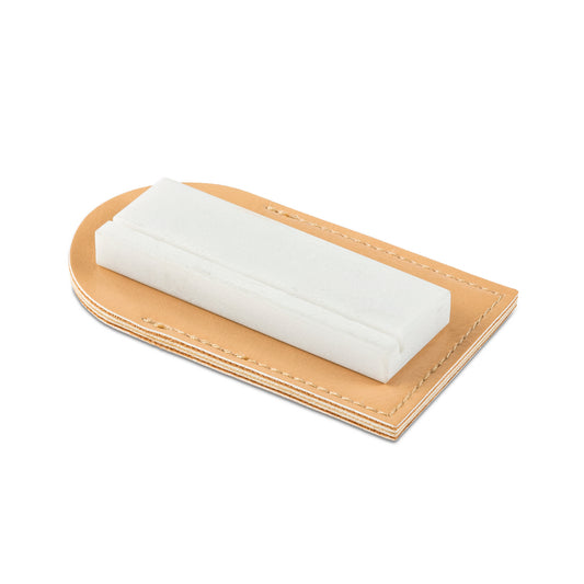 RH Preyda Soft Arkansas Fish Hook Sharpener Pocket Stone W/Leather Pouch - 400-600 grit - 4" x 1" x 1/2"