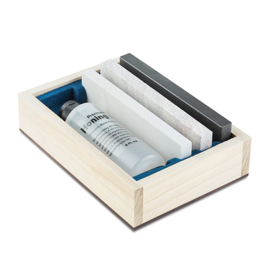 RH Preyda Deluxe Honing Kit - 2 & 3 Stone Kit - Soft Arkansas/Hard Black Arkansas - 5" x 1 5/8" x 1/2"