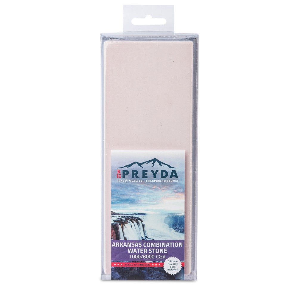 RH Preyda Arkansas Natural Novaculite Combination Water Stone - 220 up to 10,000 grit - 8" x 3" x 1"