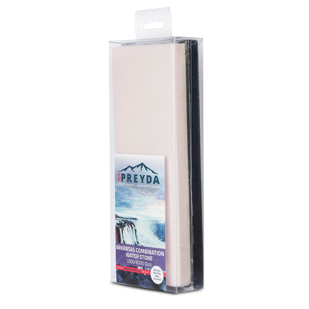 RH Preyda Arkansas Natural Novaculite Combination Water Stone - 220 up to 10,000 grit - 8" x 3" x 1"