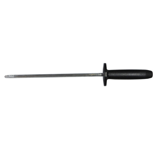 SICUT Sharpening Steel - Medium Cut - 10" Honing Rod - Black Handle