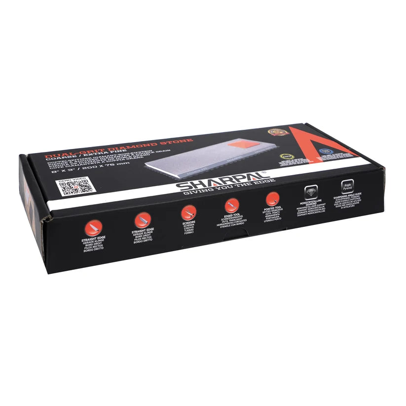 SHARPAL 168H 8" x 3" Dual-Grit Diamond Sharpening Stone with Angle Guide