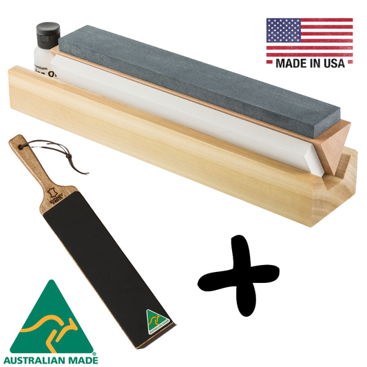 RH Preyda 8″ Tri‑Hone Kit + Sydney Strop Co. Double‑Sided Leather Paddle Strop