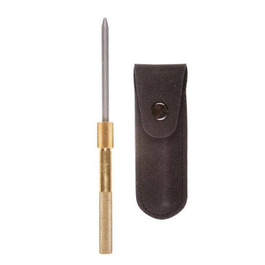 DIAMOND ROUND SHARPENER 3-1/4" x 1/4" Round Shaft Stores in Brass Handle, Pouch with Belt Loop - M